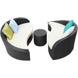 LexMod Twirl Outdoor Wicker Patio 3 Piece Sofa Set