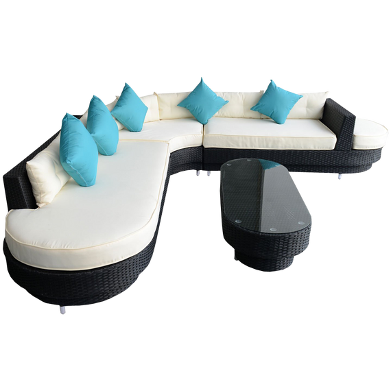 Outsunny 4-Piece Deluxe Outdoor Patio PE Rattan Wicker Oval Sofa Sectional Furniture Set