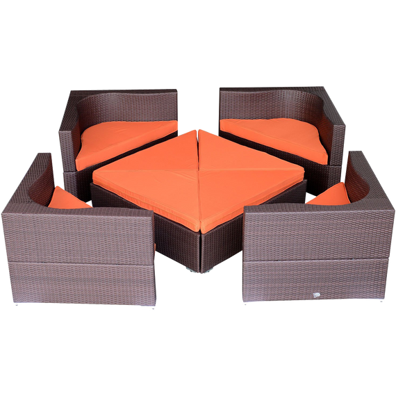 Outsunny 8-Piece Deluxe Outdoor Patio PE Rattan Wicker Sofa Sectional Furniture Set