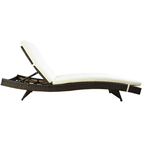 Outsunny Adjustable PE Rattan Wicker Patio Chaise Lounge Chair